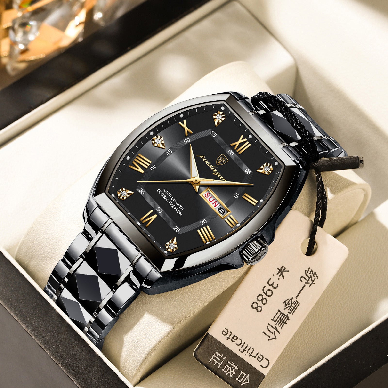 Swiss men's luminous waterproof quartz watches.
