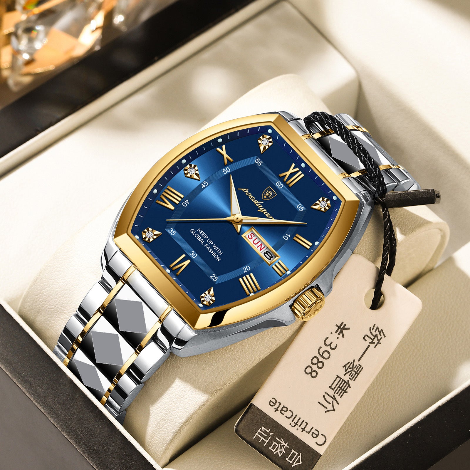 Swiss men's luminous waterproof quartz watches.