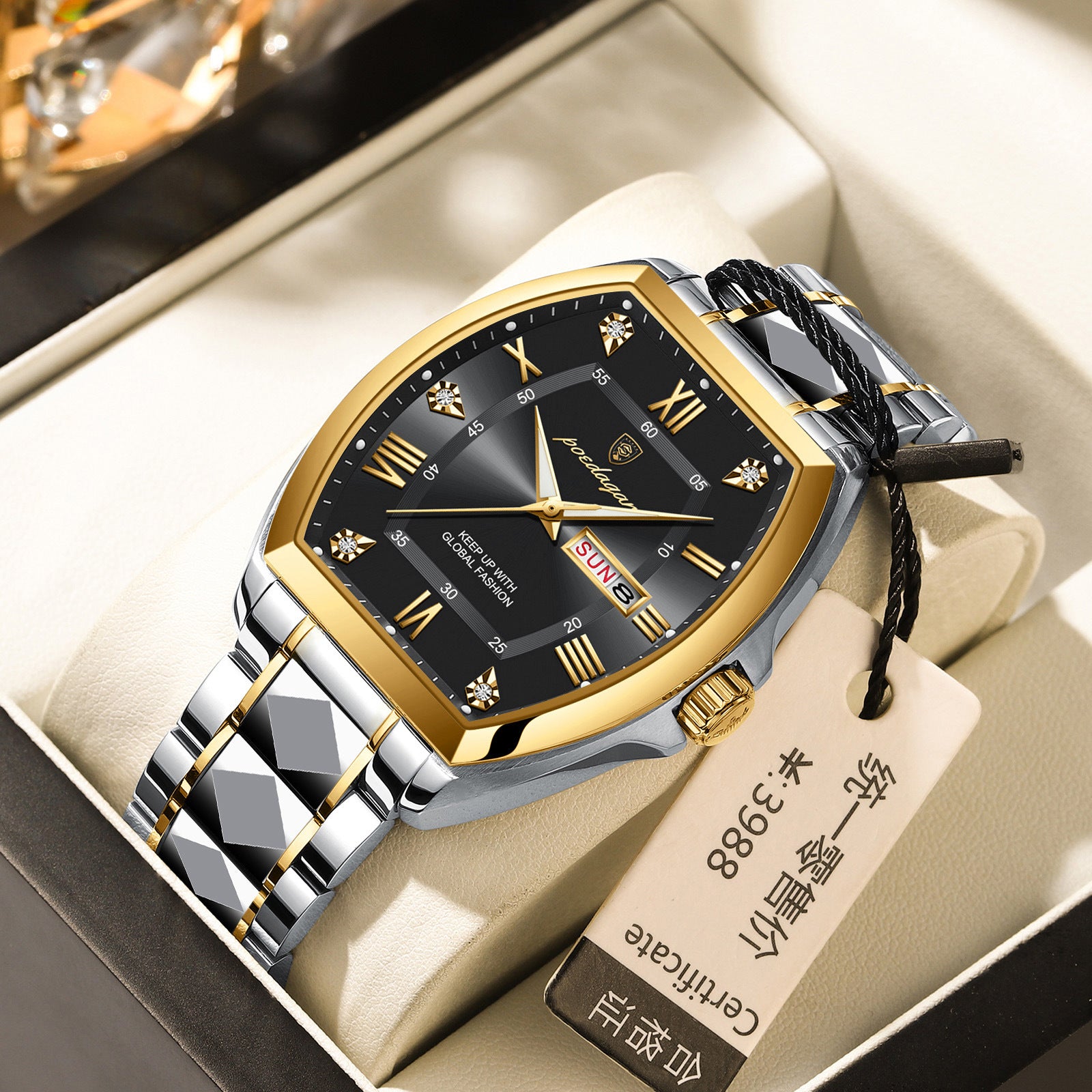 Swiss men's luminous waterproof quartz watches.