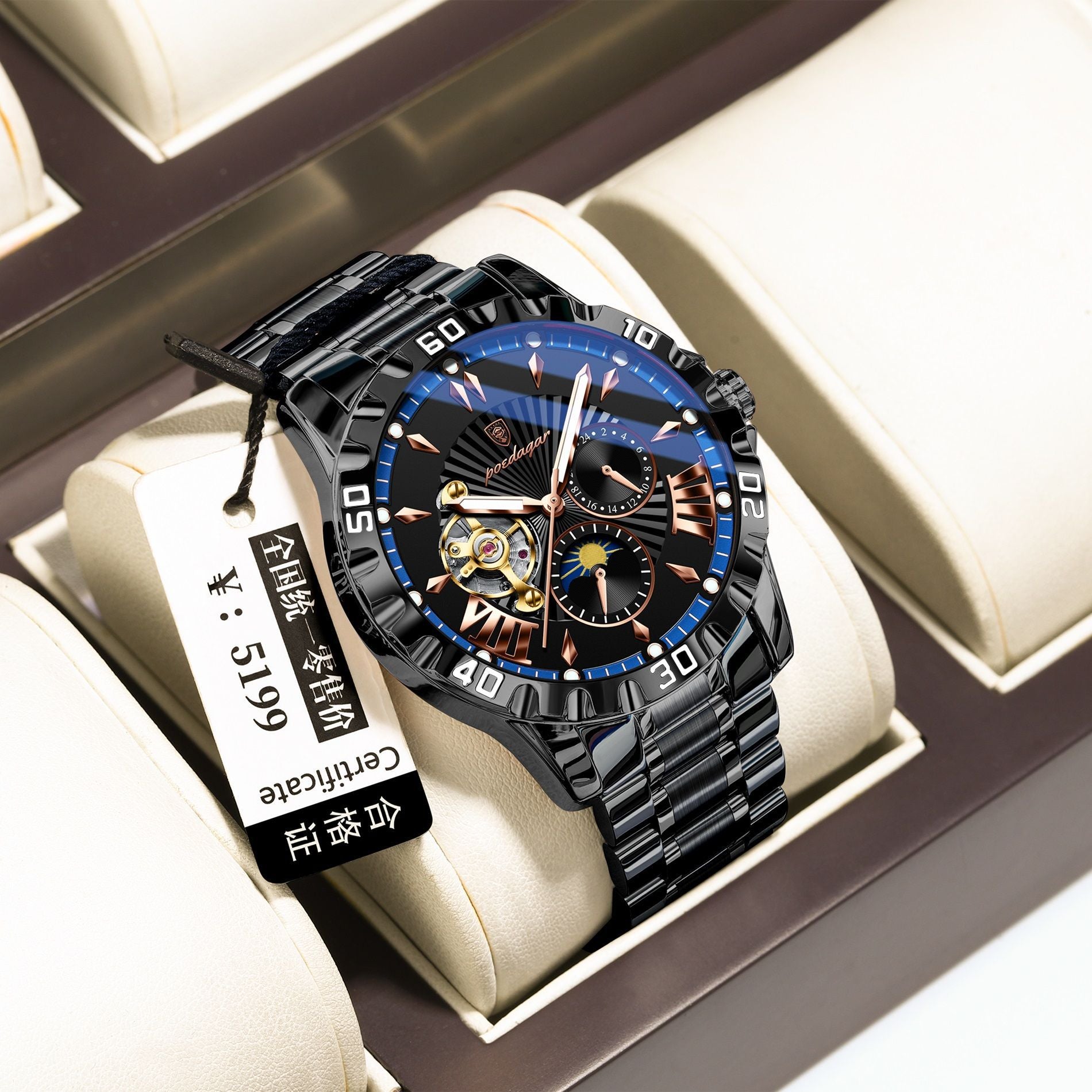 Swiss men's waterproof luminous multi - function mechanical watches.