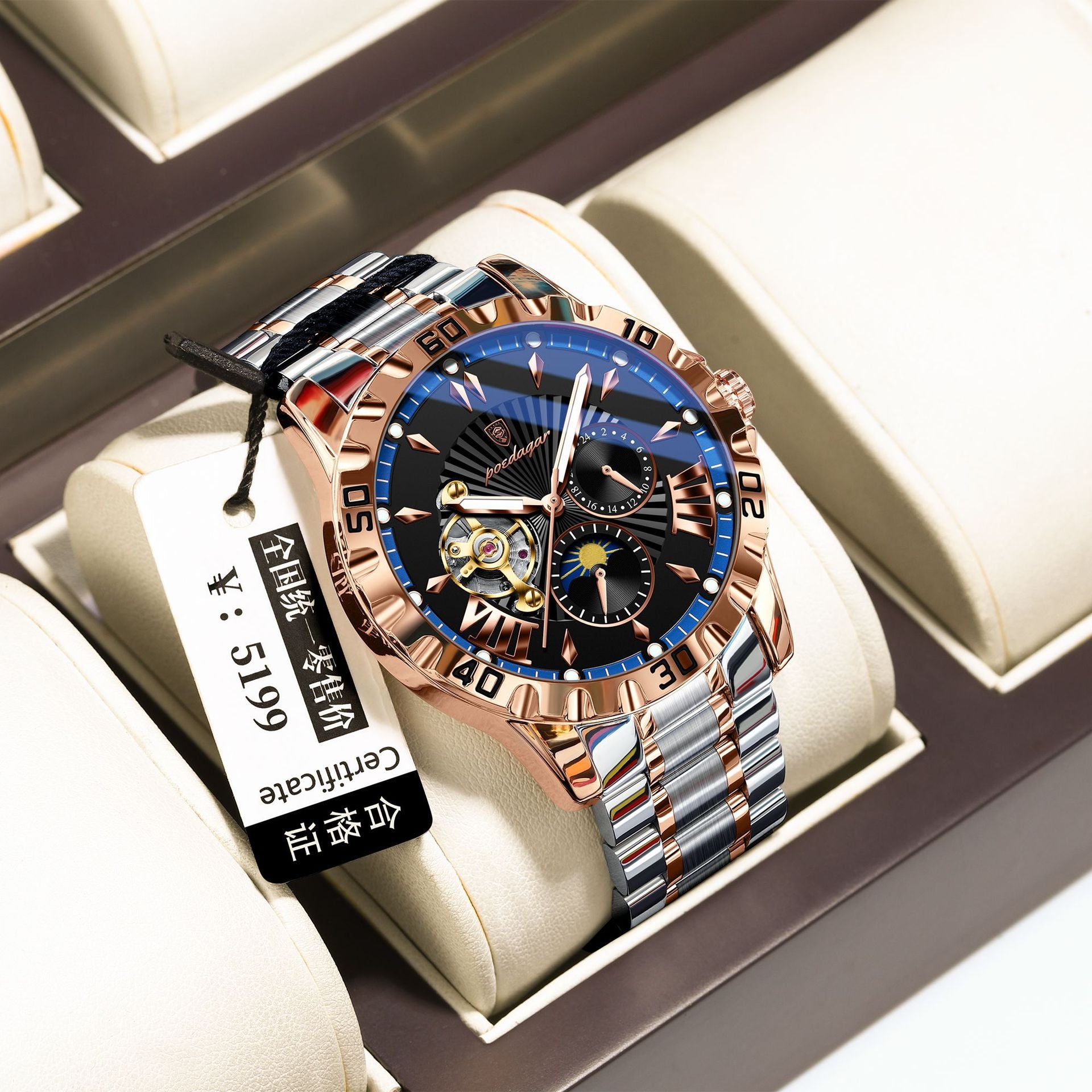 Swiss men's waterproof luminous multi - function mechanical watches.
