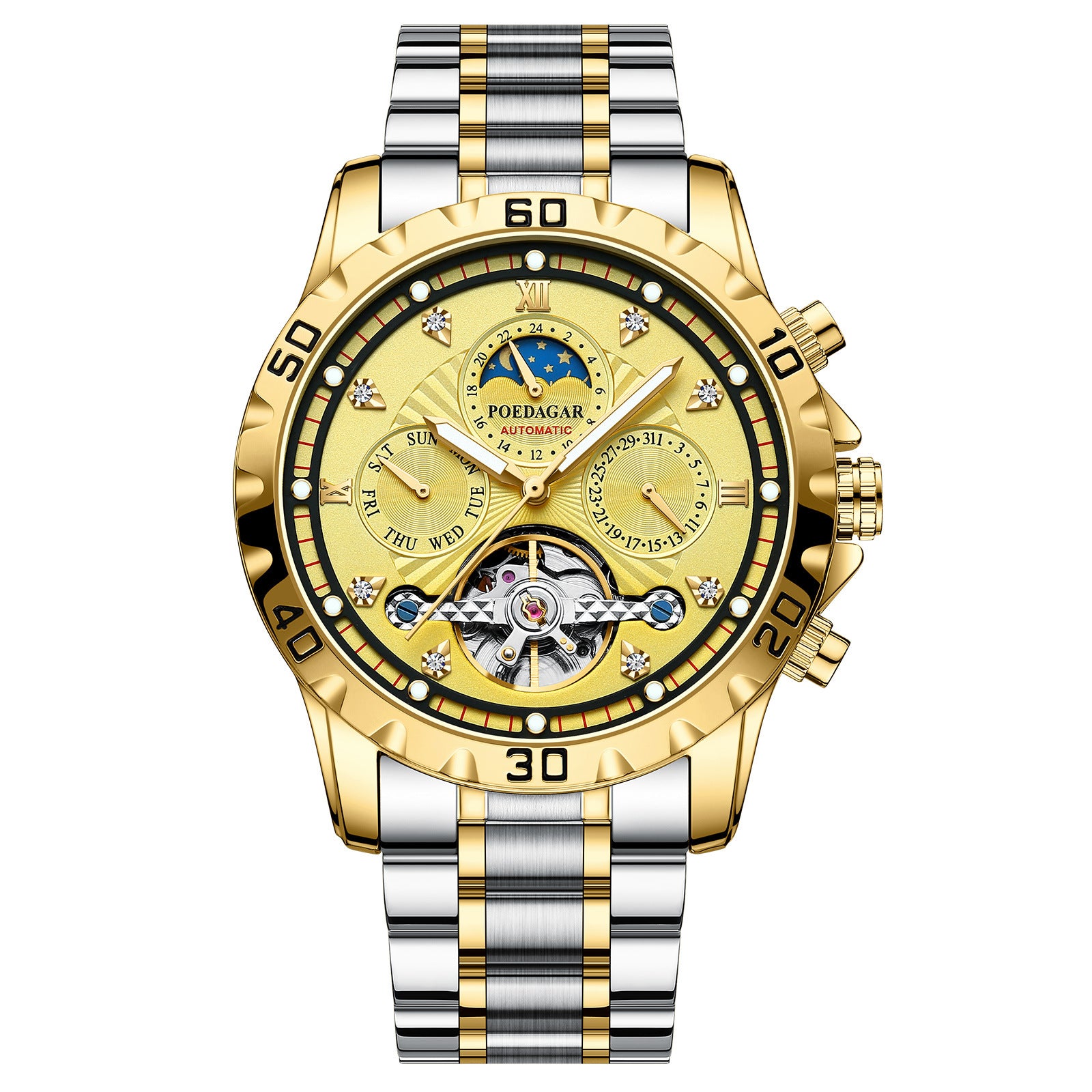Swiss men's waterproof, luminous and multi - function gold - plated watches