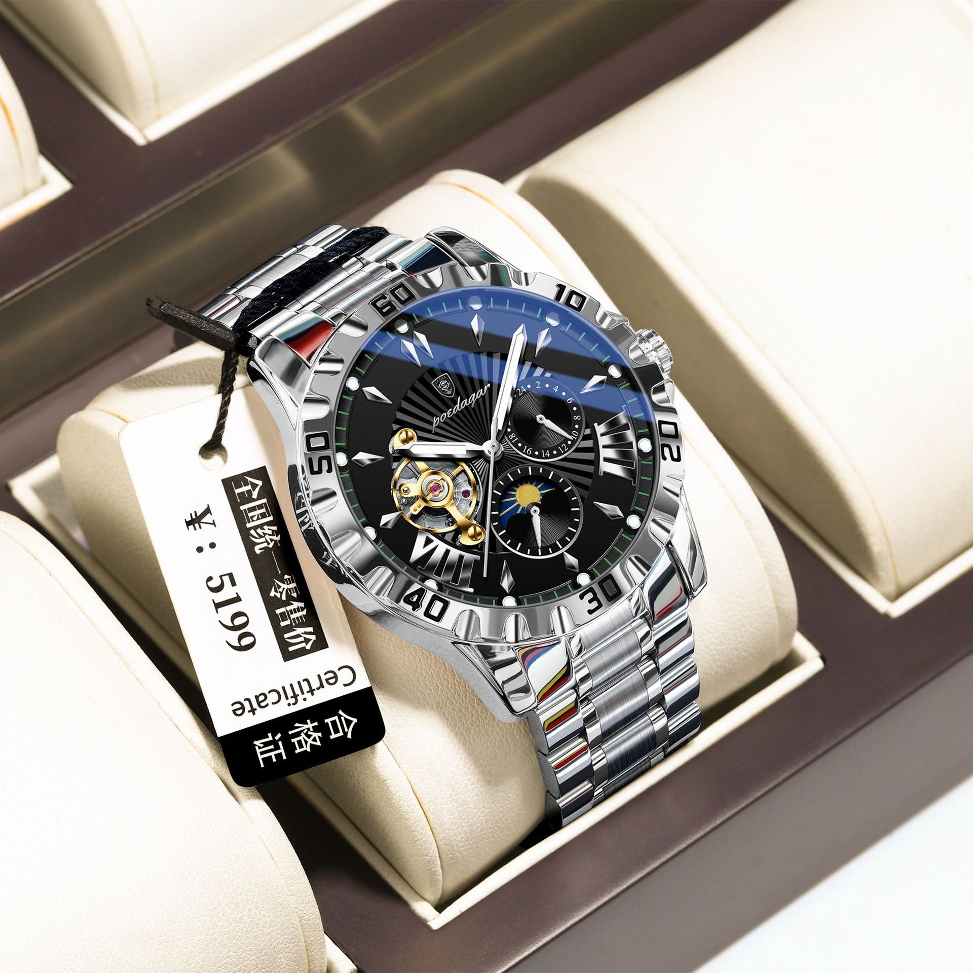 Swiss men's waterproof luminous multi - function mechanical watches.